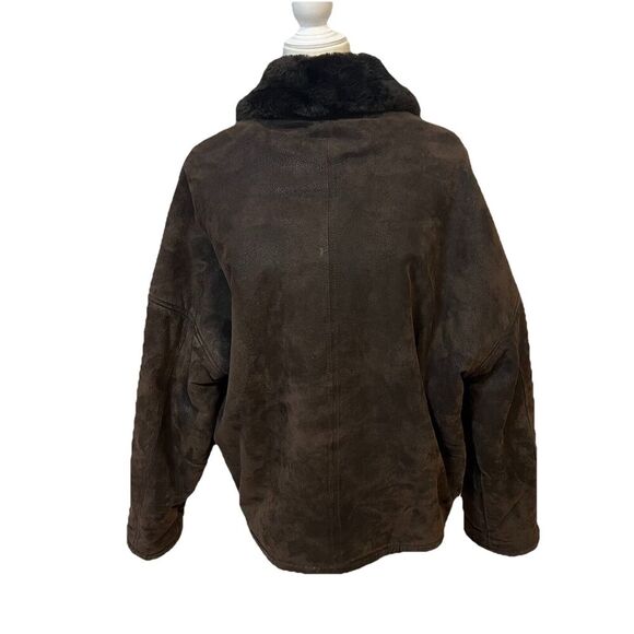 Men's Vintage Suede Faux Fur Lined Jacket Medium Jones New York Sport Bomber - Picture 5 of 8